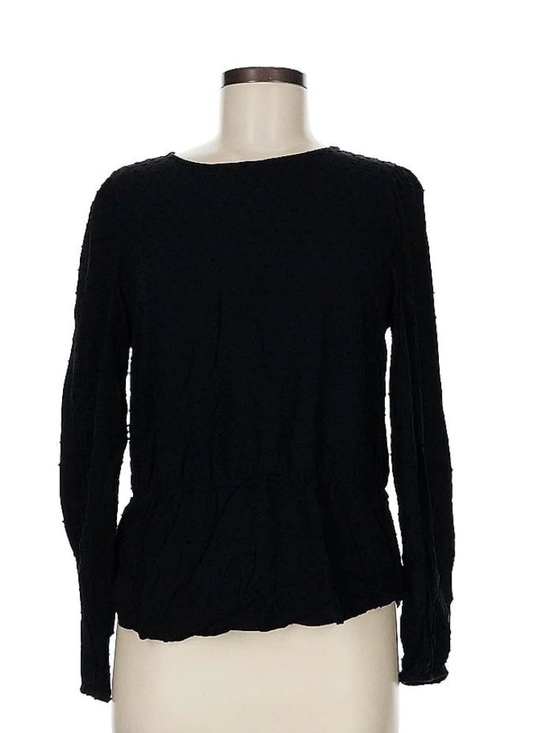 GAP Tops - GAP Black Long Sleeve Peplum Knit Top